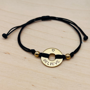 BELIEVE - Beaded Brass Mantra Bracelet
