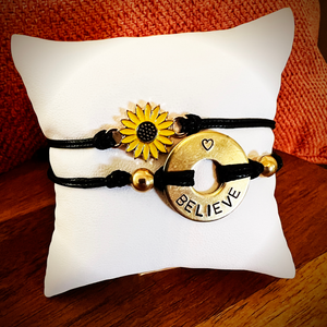 BELIEVE - Beaded Brass Mantra Bracelet