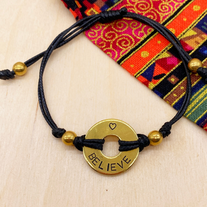 BELIEVE - Beaded Brass Mantra Bracelet