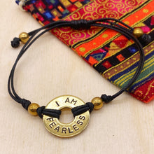 Load image into Gallery viewer, I AM FEARLESS - Beaded Brass Ring Bracelet