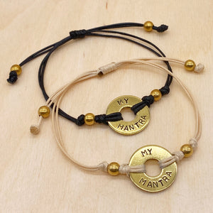 Custom Beaded Brass Mantra Bracelet