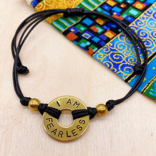 I AM FEARLESS - Knotted Brass Ring Bracelet