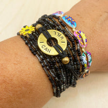 Load image into Gallery viewer, Custom Beaded Brass Mantra Bracelet