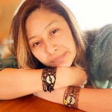 Load image into Gallery viewer, Custom Beaded Brass Mantra Bracelet