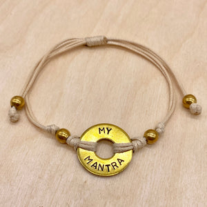 Custom Beaded Brass Mantra Bracelet