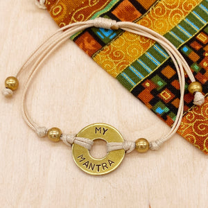 Custom Beaded Brass Mantra Bracelet